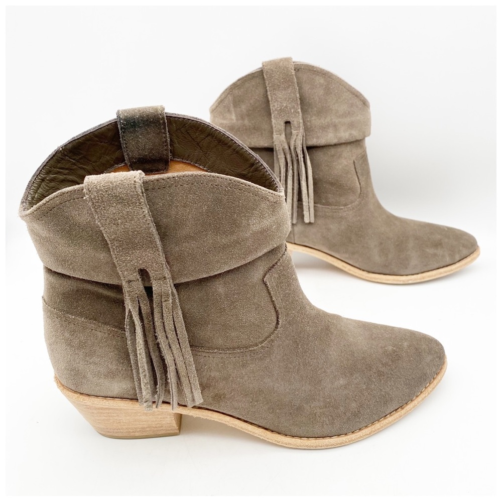 Joie Keaton Gray Suede‎ Fringe Booties Size 39.5